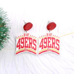 Brincos acrílicos para as Mulheres, My 49ers ERA Jóias Trendy, 1 Par, Novo Produto - Image 3