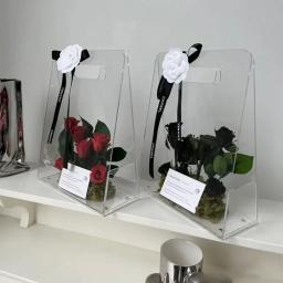 Caixa De Flor De Acrílico Triângulo, Buquê De Flores Frescas Lidar Com Caixa De Presente, Suprimentos De Arranjo Sólido De Florista Transparente Portátil - Image 3