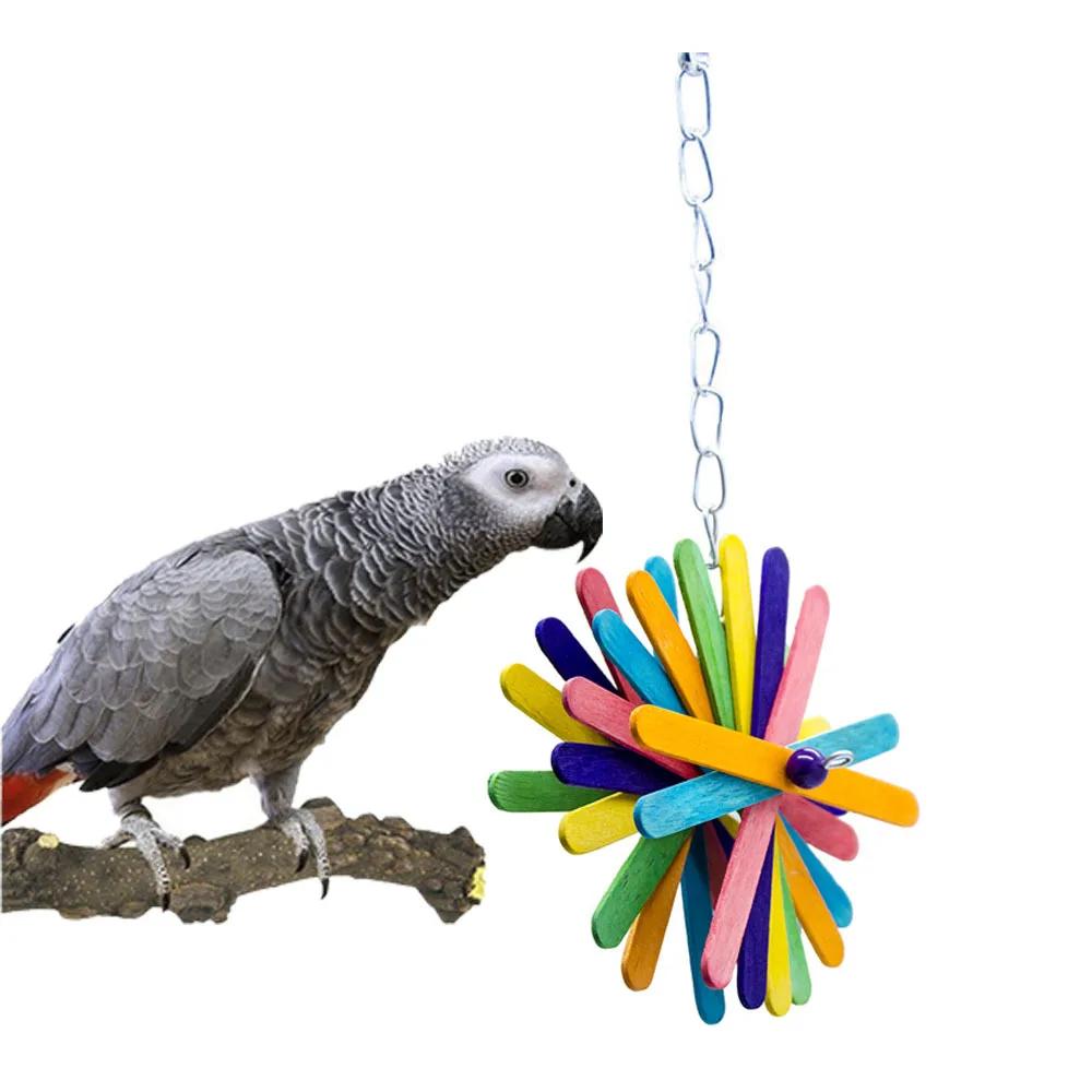 Brinquedo De Mastigação De Pássaro Com Cordas De Papel Treinamento De Papagaio Gaiola Pendurada De Forrageamento Bola De Desenho De Arame Aliviar O Tédio - Image 1