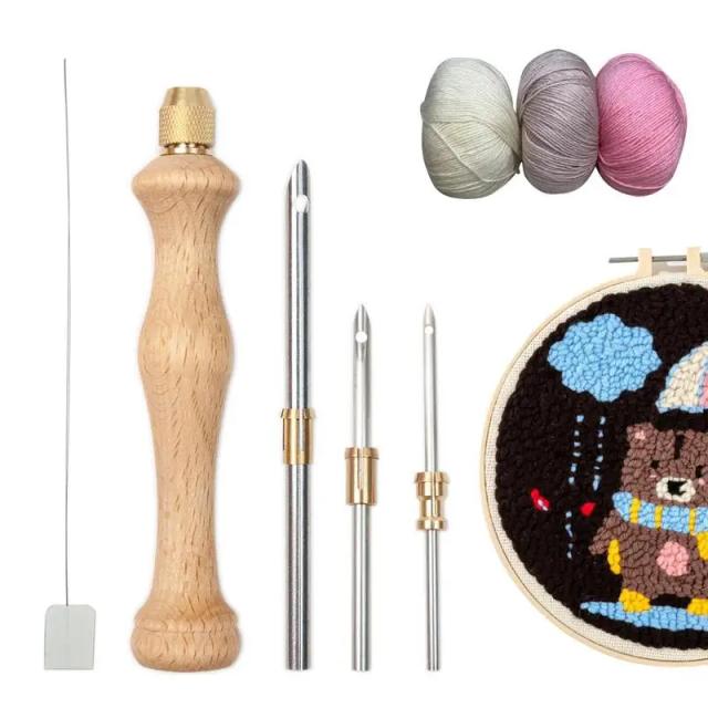 Kit de Agulhas de Perfuração de Madeira Ajustáveis para Bordado e Artesanato DIY