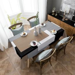 Toalha de mesa impermeável para decorações de festa, toalha retangular, mesa de cozinha, arte abstrata, patchwork marrom e cinza - Image 1