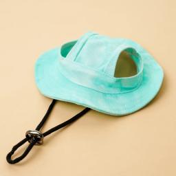 Chapéu de corante com orelha para animais, proteção solar de aba redonda, chapéu de balde, bonés de estimação ao ar livre, filhote e gato, pequeno e médio - Image 4