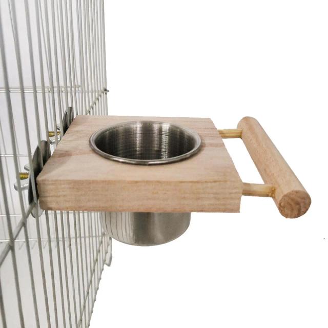 Alimentador de Pássaros de Madeira com Suporte para Alimentação e Descanso