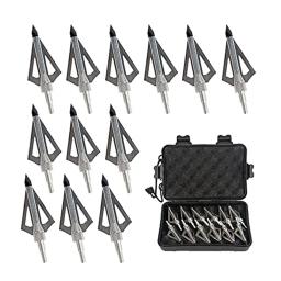Metal Arrowhead Arrows para Besta e Arco Composto, Caça Archery Broadheads, 100 grãos, 3 lâminas, 12 pcs - Image 1