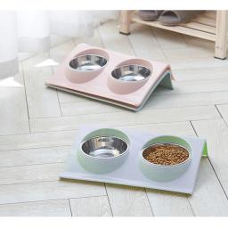 Alimentador de comida tigela de aço inoxidável, tigela de água dupla, alimentador pet, cão e gato mesa de alimentação pequenos acessórios - Image 1
