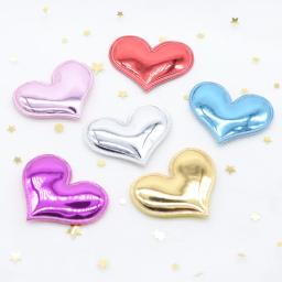 Apliques de feltro acolchoados em forma de coração pu brilhante 20 tamanhos 40*30mm para decoração diy faixa de cabeça caixa de presente bolo topper acessórios para cabelo - Image 4