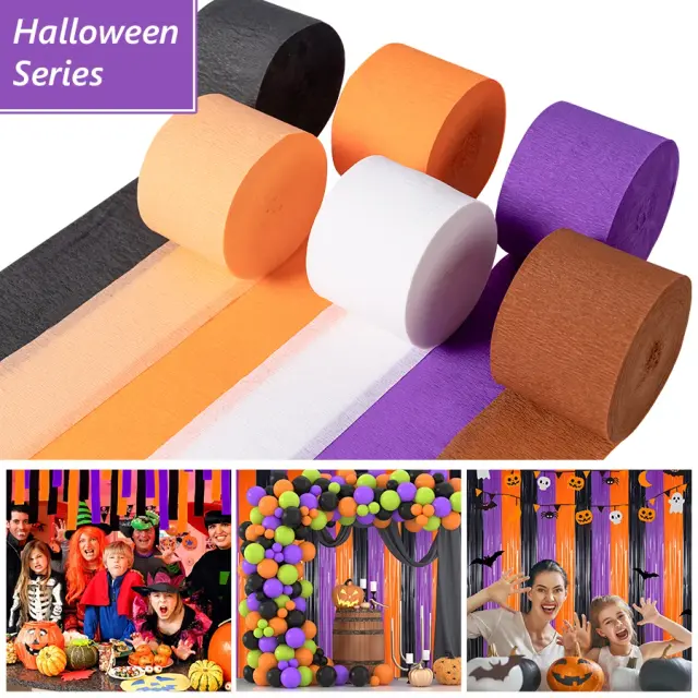Rolos de Papel Crepe Colorido para Decoração de Festas: Aniversário, Chá de Bebê, Natal e Halloween