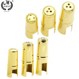 Metal Headjoint Capa Protetora para Saxofone, Gold Colour Sax Mouthpiece, Cap Proteção para Soprano, Alto, Tenor - Image 1