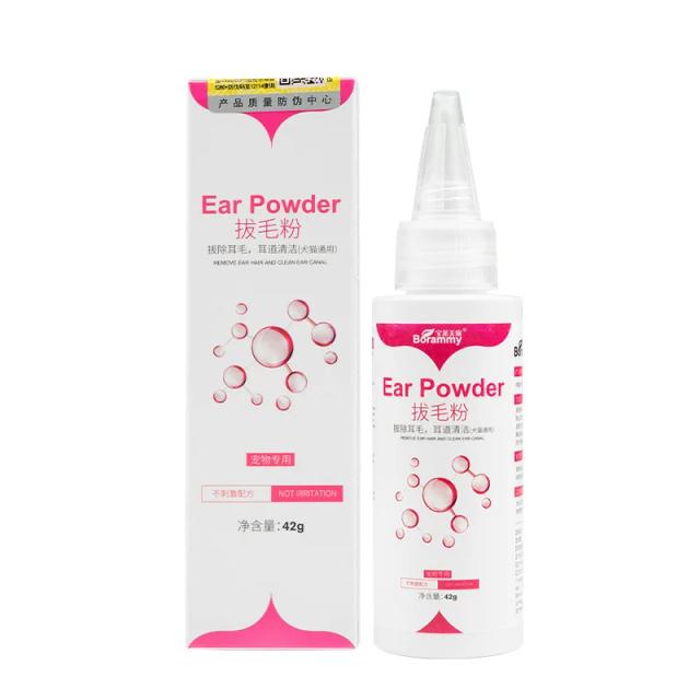 Pó removedor de pelos de pets e desodorante universal para ouvido - Cera para cães e gatos, 42g