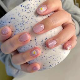 Margarida flor teste padrão wearable unha arte brilhante luz roxo adorável unhas falsas destacável terminado unhas falsas imprensa em unhas - Image 1