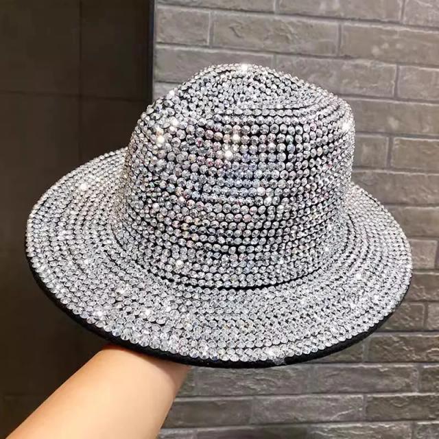 Chapéu Jazz com Diamante Iridescente para Shows de Performance e Carnaval