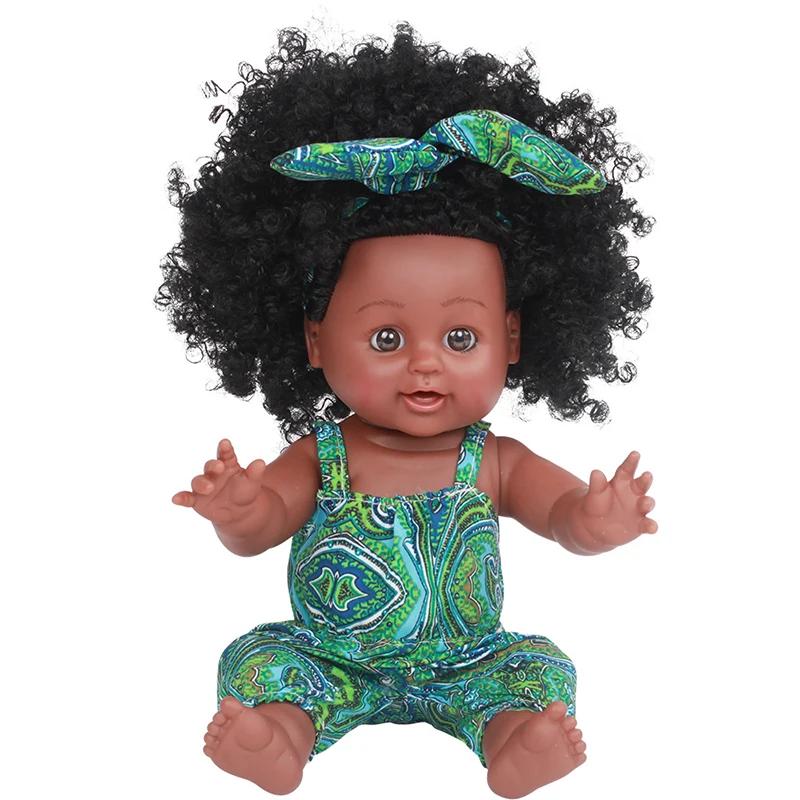 35cm americano africano preto boneca renascer kawaii bebê nascido menina boneca com roupas explosão cabeça brinquedos para meninas consolador brinquedos - Image 1