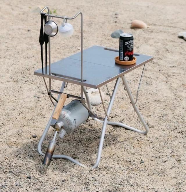 DIY Mesa de Acampamento Portátil em Aço Inoxidável para Pendurar Lâmpada