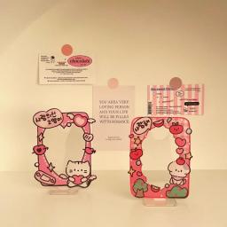 Porta-cartão Kawaii, adorável cachorrinho dos desenhos animados, display acrílico, ídolo em pé, k-pop, família, amigo, suporte de foto, material para estudante - Image 2