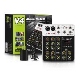 Debra-Mixer de Áudio com Bluetooth e USB, 4 Canais, 48V Phantom Power, Delay Repairing Effect, Som Mixing Console, PC Gravação, V4 - Image 2