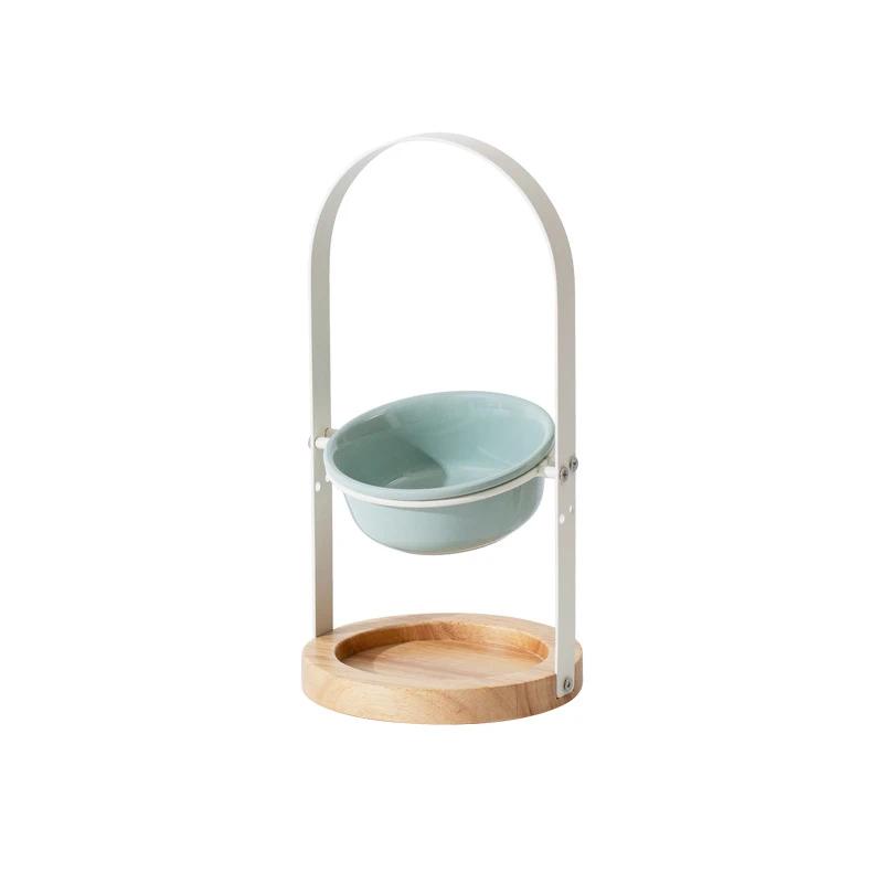 Tigela de cerâmica ajustável com suporte para animais de estimação, cães pequenos e médios, alimentadores de comida e água, gato bebendo e comendo tigelas duplas - Image 1