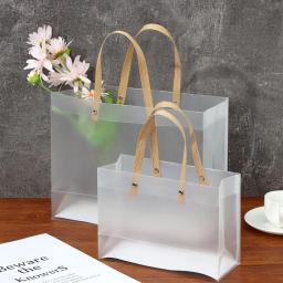 Transparente fosco pp sacos com alças de plástico presente embalagem flor saco decoração suprimentos alta qualidade translúcido tote - Image 4