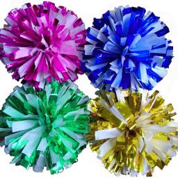 Metal Color Mix Branco Jogo Pompons, Cheerleading Pompon, Anéis Handle, Pode Livre Combinação, 32cm, 20Pcs - Image 1