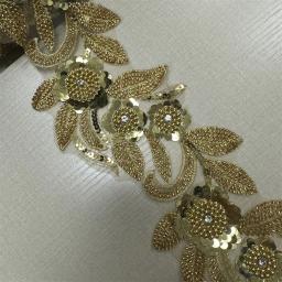 Guarnição frisada e bordada para o casamento nupcial, artesanato para DIY vestuário, novo design, 4,5 jardas - Image 5