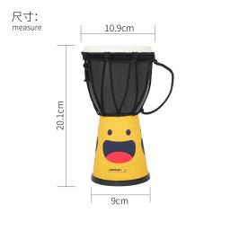 Tambor de mão africano para prática, instrumento de percussão portátil, amarelo, ABS, Smiley, pandeiro infantil, Djembe, 4 in - Image 4
