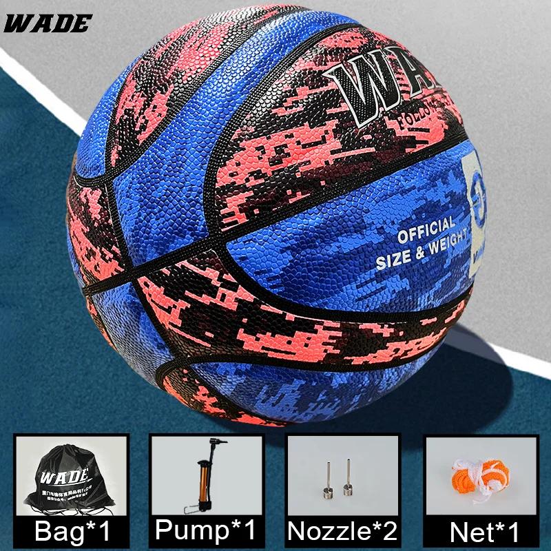 WADE PU Moisture Absorbing Basketball para homens, bola de couro com bomba, interior e exterior, escola para adultos, 7 #, original - Image 1
