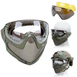 Tactical Full Face Mask para Paintball, Malha de Aço Protetora, Vestindo Máscaras, Caça Engrenagem, Cabeça de Proteção, Airsoft, CS Tiro, Caça - Image 1