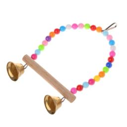 1 pc papagaio balanço pássaro balanço brinquedo gaiola de papagaio brinquedo com contas de plástico sino pendurado no balanço para pet brid suprimentos pet família suprimentos - Image 2
