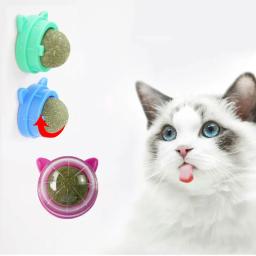 Gatos catnip gato brinquedo bola natural remoção gato grama trata para melhorar a digestão adesivo de parede zero coceira tratar saudável supplie - Image 1