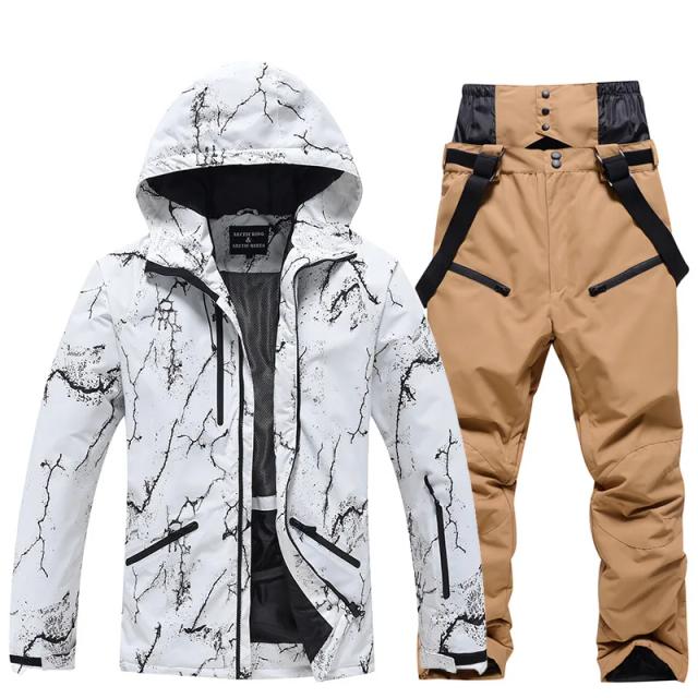 Conjunto de Calças de Esqui Snowboarding Roupa Exterior Impermeável Masculino Feminino