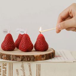 Velas aromáticas a morango, Vela perfumada, Cera decorativa, Aniversário, Casamento, 1Pc, 4Pcs - Image 1