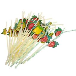 100 pçs/lote 24cm 3d festa de palha multicolorido frutas plástico palha cocktail beber palha havaiano decoração festa bebida decoração - Image 3