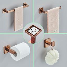 Rose Gold Banheiro Hardware Set, Robe Gancho De Aço Inoxidável, Barra De Toalha, Suporte De Papel De Rolo De Toalha, Anel De Toalha, Acessórios Do Banheiro - Image 2