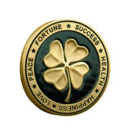 Lucky Four Leaf Clover Coleção Moedas, Elefante Medalha Comemorativa, Metal Laca Artesanato, Moedas De Ouro - Image 1