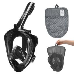 Conjunto de máscara de snorkel facial completo para adultos, atualizado, anti nevoeiro, impermeável, visão ampla de 180 °, natação e mergulho - Image 3