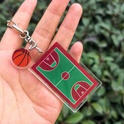 Campo de beisebol acrílico Keychain, dupla face, Mini 3D, esportes chaveiro, saco pingente, carro chaveiro, lembrança presente, novo - Image 4