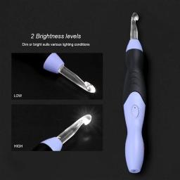 Costura Conjunto com Luz LED, Crochet Ganchos, Agulhas de Tricô, DIY Tecelagem, Camisola Kit Ferramentas, Acessórios De Costura, USB, 9 em 1, Novo - Image 3