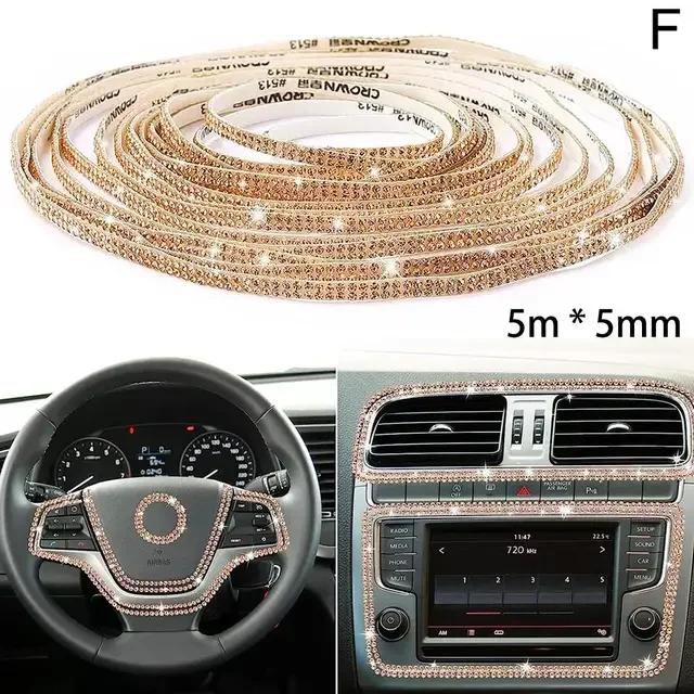 Adesivos Decorativos em Cristal Diamante para Carros, Acessórios DIY para Meninas, Capa Interior, 5mm x 5m, Novo B L9M0