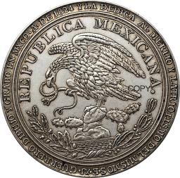 Banhado a Prata Cópia Moeda Comemorativa, Moedas Colecionáveis, Presidente do México, Medalha Guadalupe Victoria, Ww2, Moneda, 1824 - Image 6
