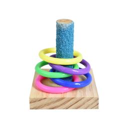 Pássaro brinquedos de treinamento conjunto de brinquedos de quebra-cabeça de bloco de madeira para papagaios coloridos anéis de plástico treinamento de inteligência mastigar brinquedo pássaro suprimentos - Image 4