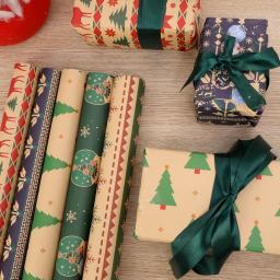 Papel De Embrulho De Presente De Natal, Xmas Tree Elk Print, Papel De Embalagem Kraft, Aniversário, Festa De Casamento, DIY Artesanato Decoração Suprimentos - Image 5