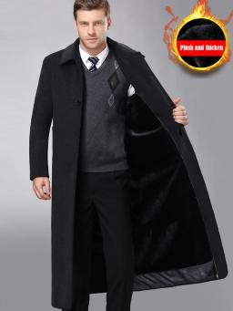 Casaco destacável de pele de raposa masculino, trincheira grossa de caxemira, jaquetas quentes, longo x, casacos de forro 6XL, nova moda - Image 3