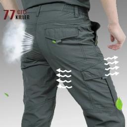 Calças soltas, respirável de secagem rápida masculina, calça tática militar, casual com elástico na cintura, verão - Image 2