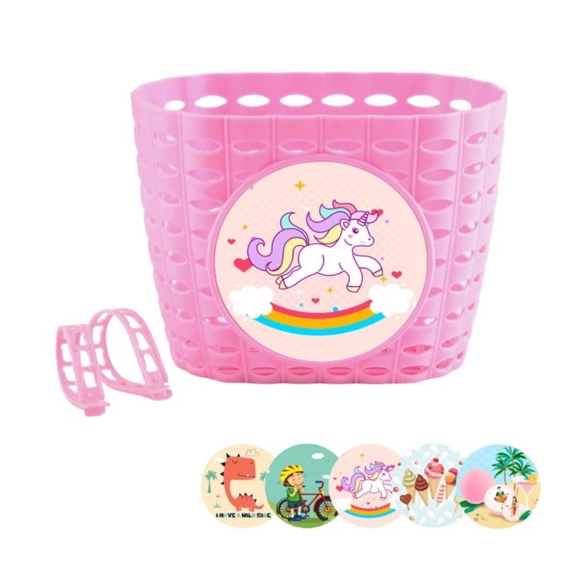 Cesta bicicletas plástico para menino menina cesta vime com alça fixação - Image 1