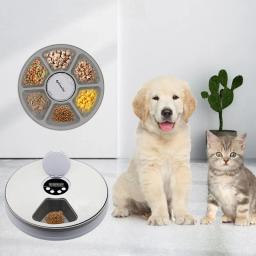 Alimentador automático do animal de estimação com sincronismo redondo, elétrico Dry Food Dispenser para cão e gato, 6 refeições, 6 grades, 24 horas Feed, Pet Supplies - Image 1