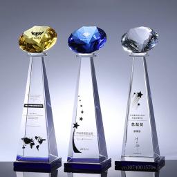 Personalizado colorido diamante cristal troféu, artesanato de vidro lembrança, eventos esportivos prêmios campeões, decoração para casa, 29cm, 1pc - Image 4