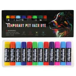 Coloração cabelo para animais estimação, 12 cores, seguro, simples, lavável, conjunto canetas coloridas, dropshipping - Image 4