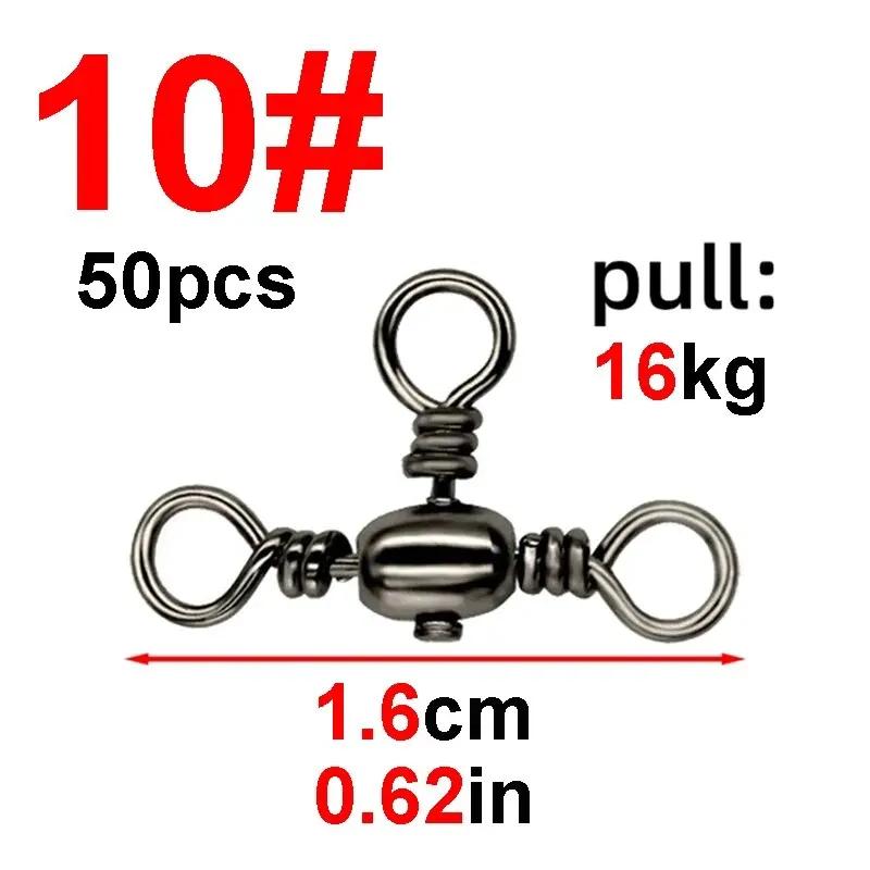 50 pçs/saco acessórios de pesca preto níquel chapeamento conector de três pinos t-swivel sub-linha divisor de pesca ao ar livre anelazi - Image 1