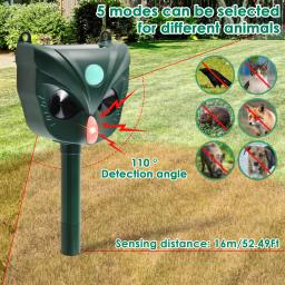 Solar Ultrasonic Animal Repeller, IPX4 Ultra Sonic, Outdoor Pest Scare, Repelente de Roedores, PIR, Cão, Gato, Guaxinim, Novo - Image 6