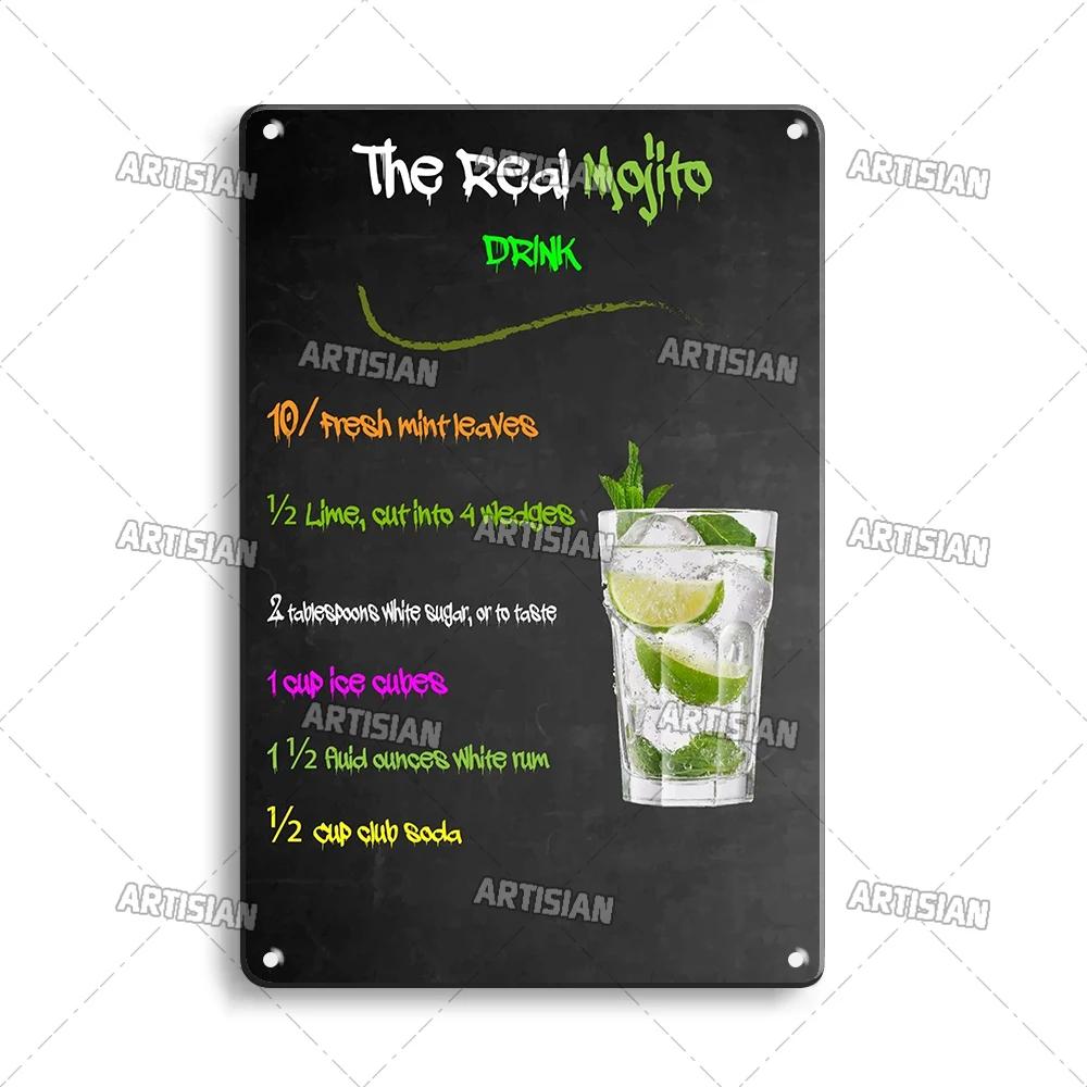 Artisiano vintage cocktail metal estanho sinal placa decorativa retro cartaz de metal casa homem caverna café decoração da parede sinais velhos sinais de metal - Image 1