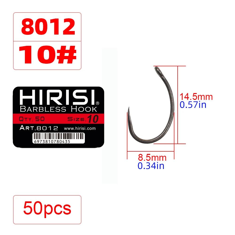 Hirisi 50 pçs revestimento de aço inoxidável alta carbono ganchos barbless 8012 gancho pesca ferramenta acessórios - Image 1